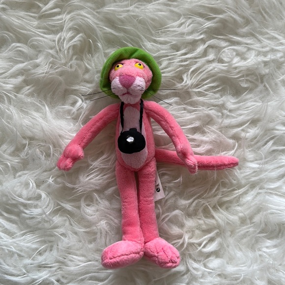 Rare Pink Panther Tourist Plushie with Green Hat & Camera - Picture 1 of 6